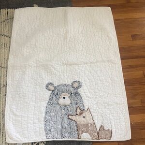 Pottery Barn Kids White and Brown Animal Quilt so NICE! Excellent